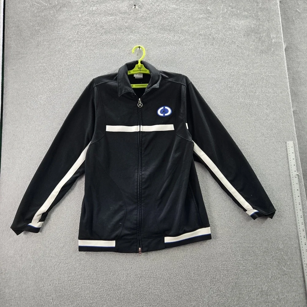 VINTAGE Air Jordan Men Jacket M Black Y2K Track Jacket Logo Stripe‎ Long Sleeve